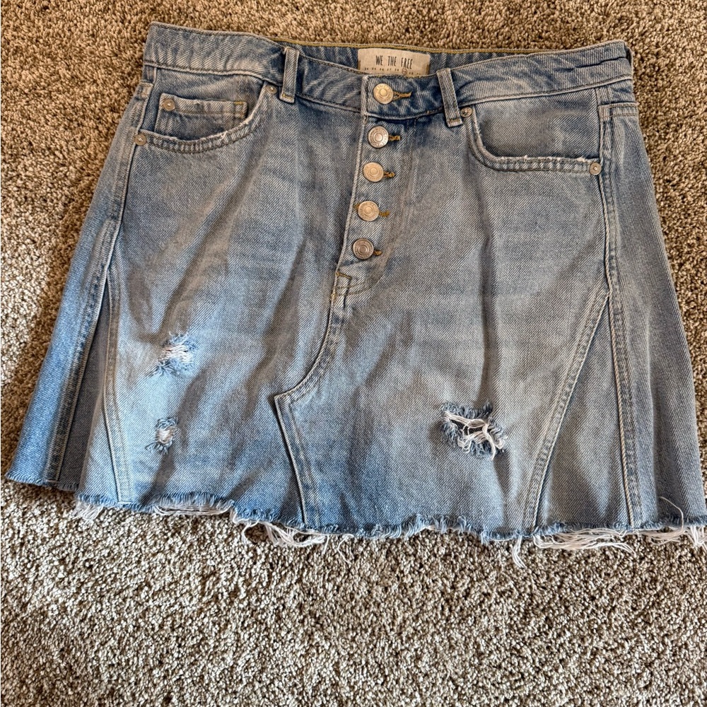 We the Free Denim Button-Up Skirt